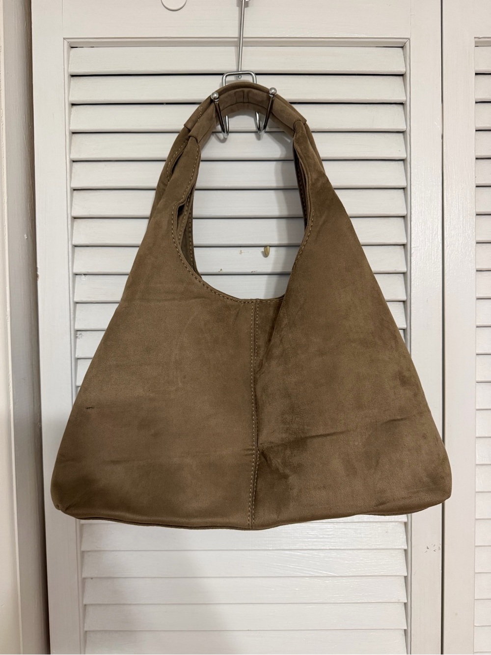 Marshalls Suede Shoulder Bag in Taupe